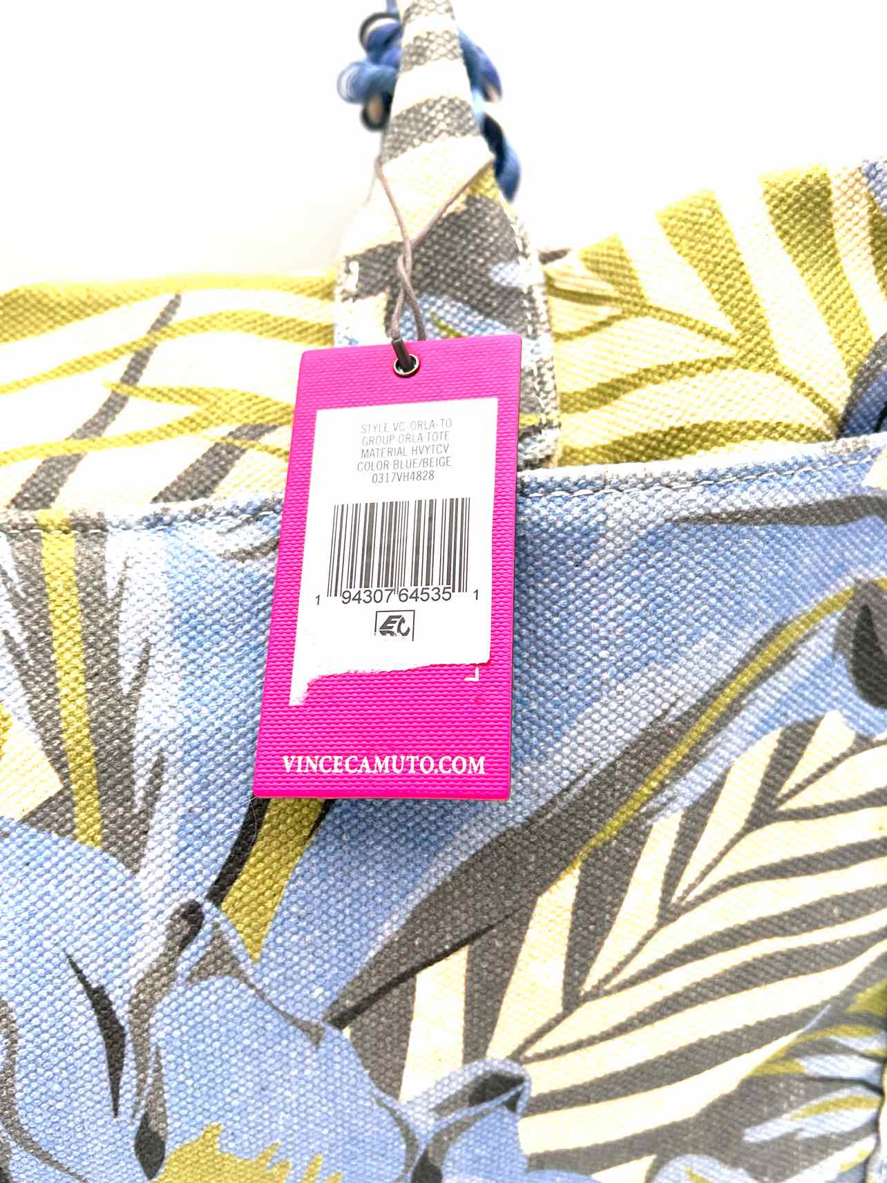 Vince Camuto Br/Bl/Gr Floral Canvas NEW Purses Tote - Image 3