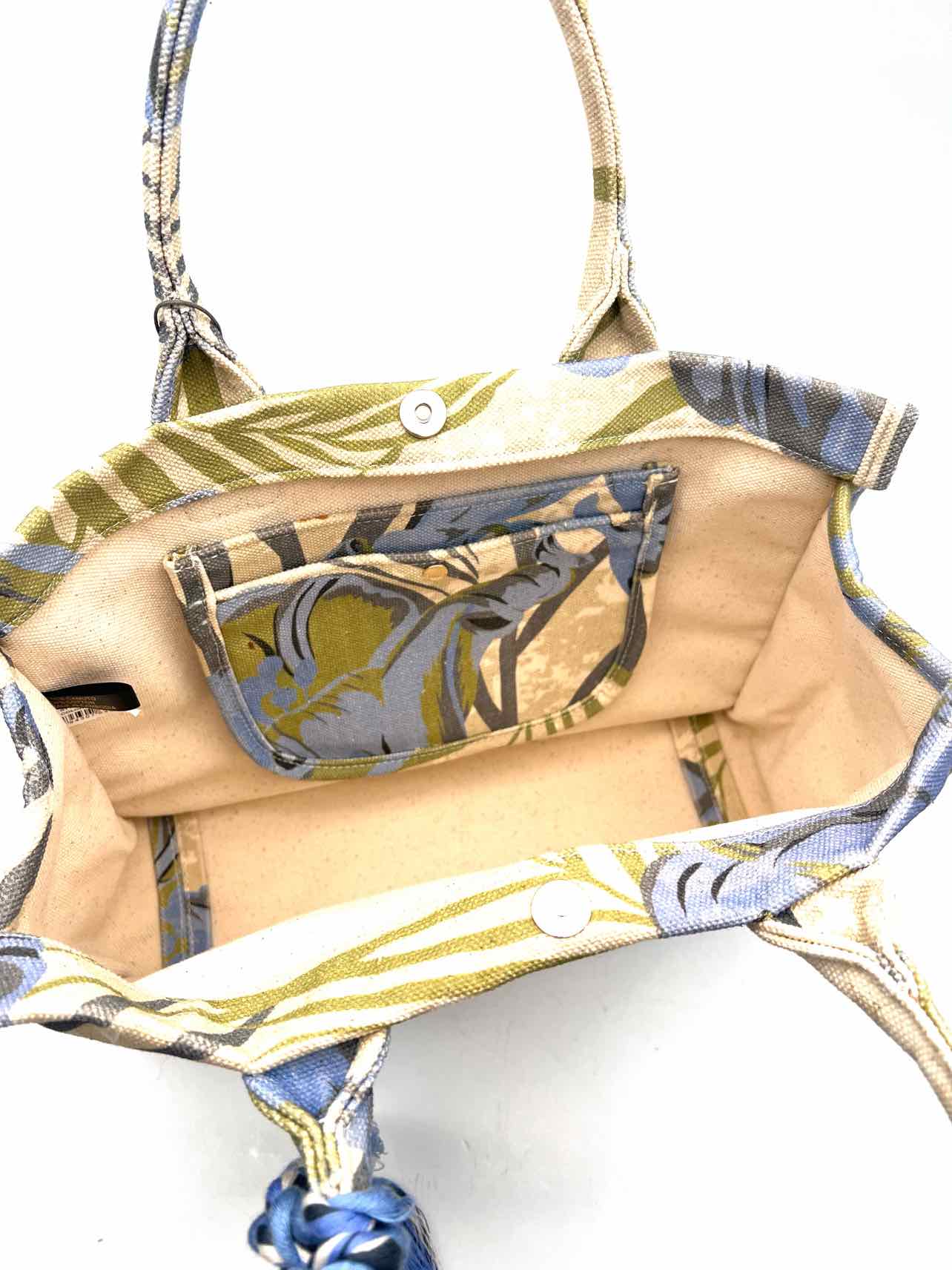 Vince Camuto Br/Bl/Gr Floral Canvas NEW Purses Tote - Image 5