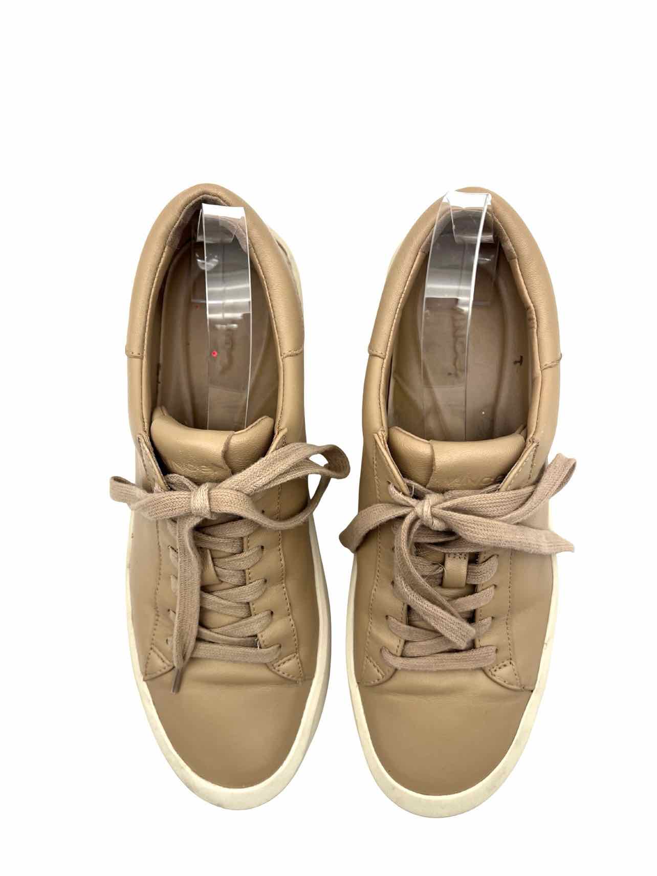 Vince Size 9.5 Lt Brown Lace-Up Leather Designer Sneakers - Image 2