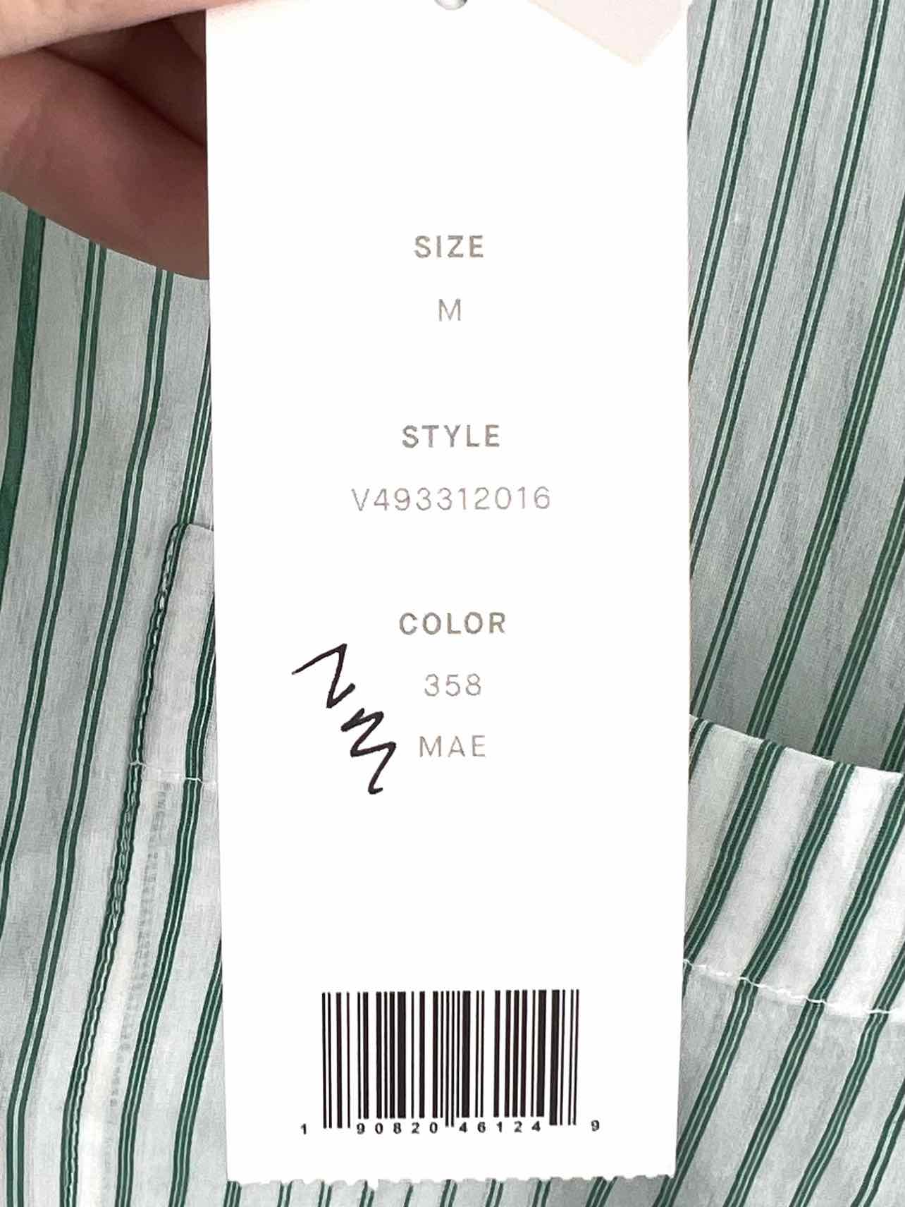 Vince Size M White/Green Stripe Cotton/Silk NEW Designer Top-Long Sleeve - Image 4