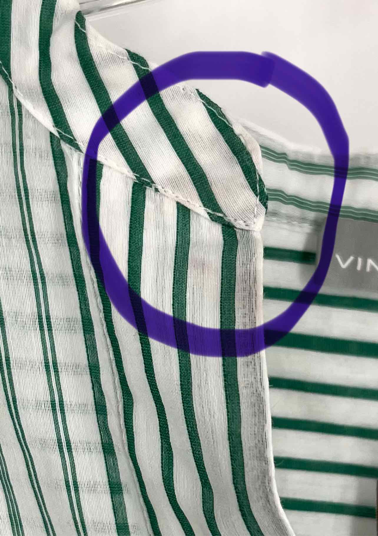 Vince Size M White/Green Stripe Cotton/Silk NEW Designer Top-Long Sleeve - Image 5