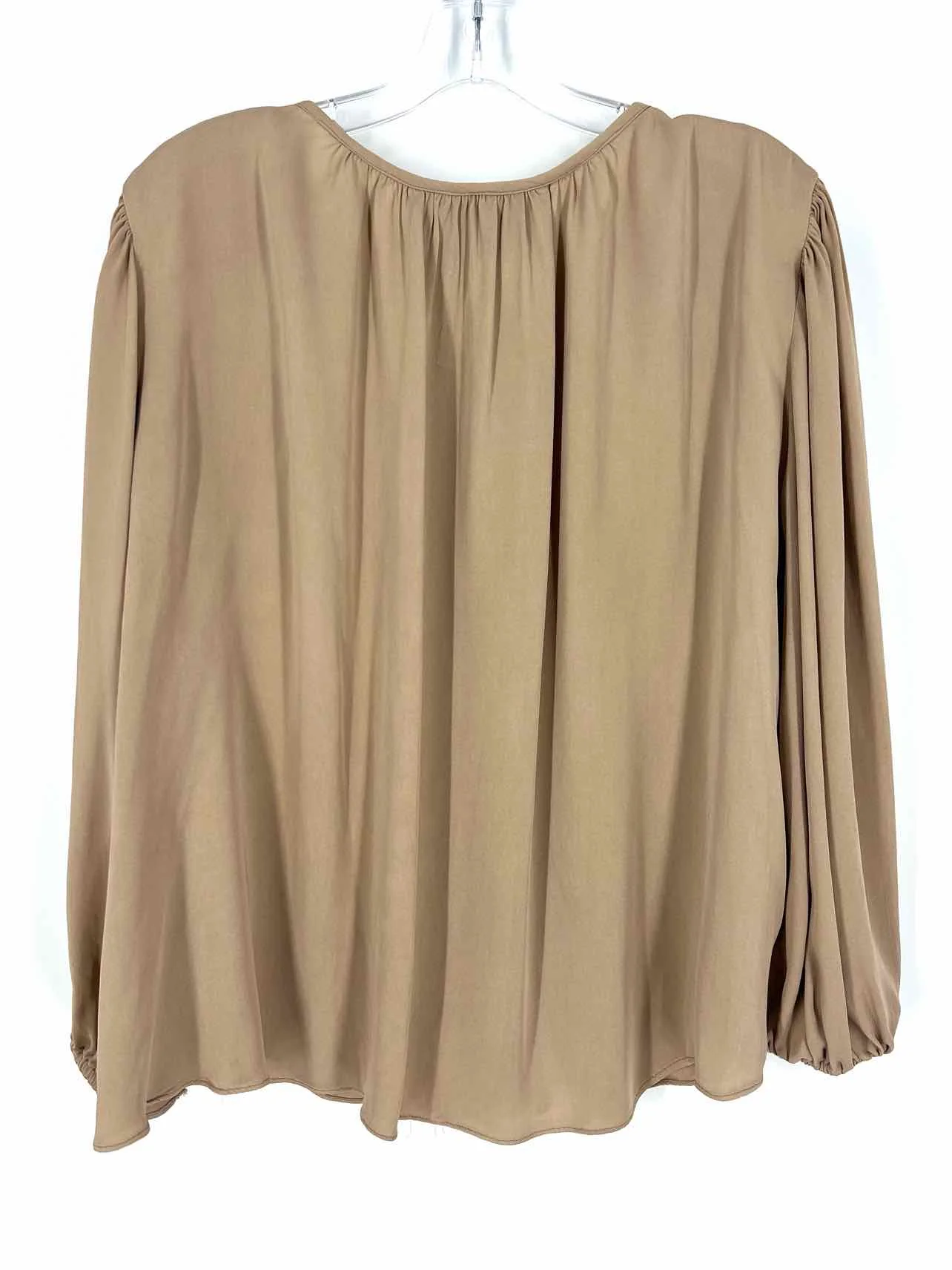 Vintage Collection Size S Taupe/Gold Beaded Designer Top-Long Sleeve - Image 2