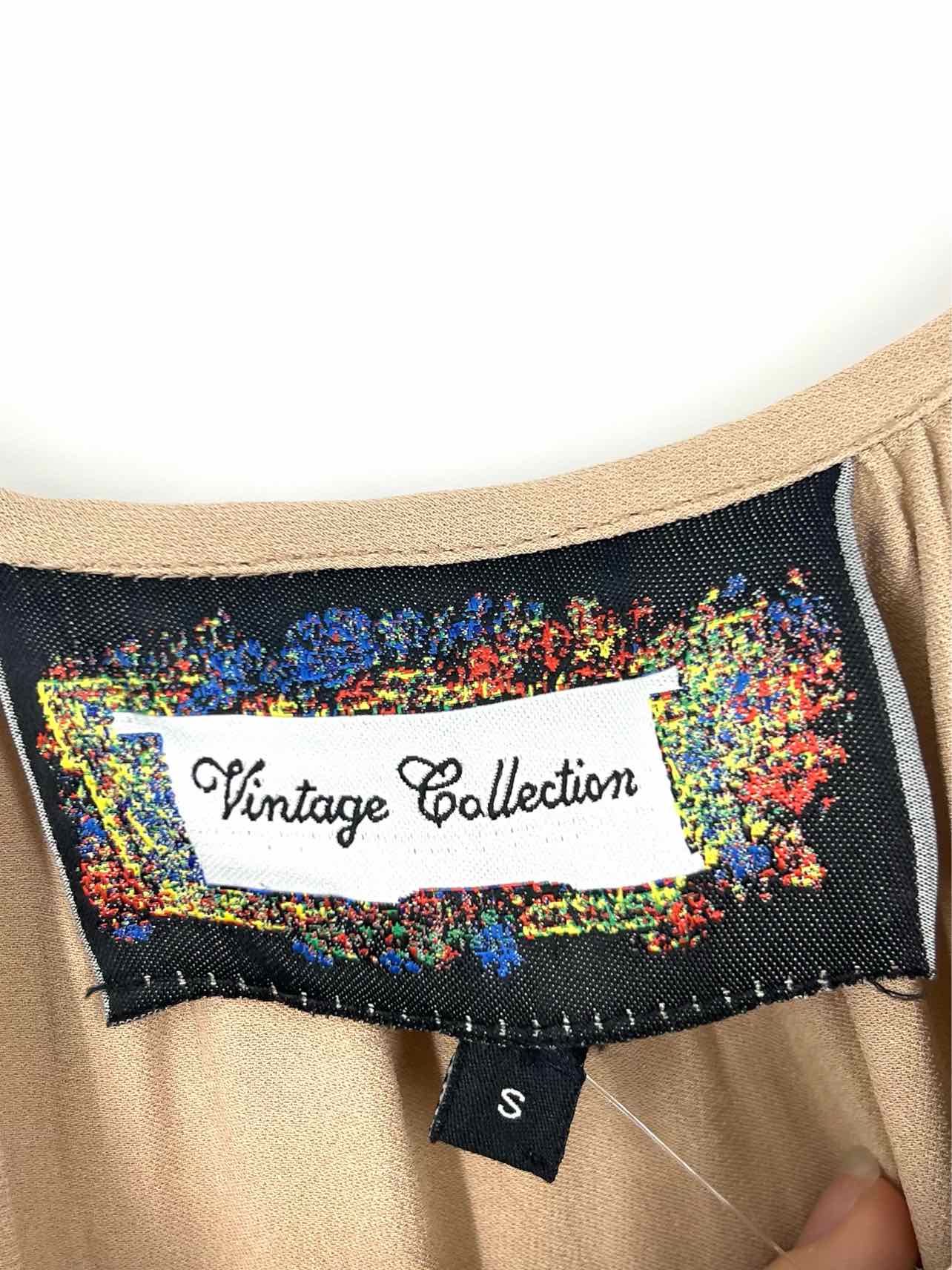 Vintage Collection Size S Taupe/Gold Beaded Designer Top-Long Sleeve - Image 3