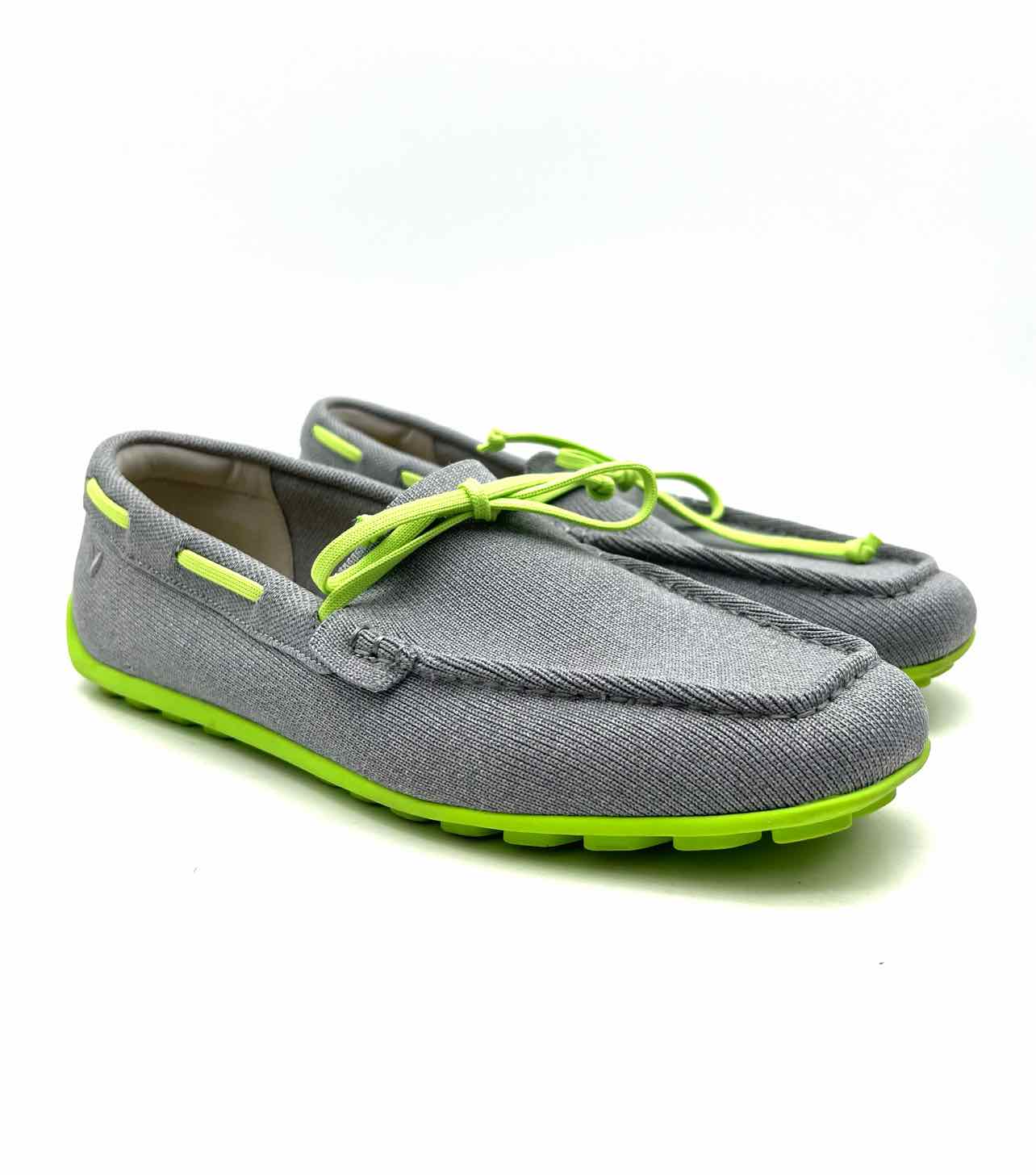 Vivaia Size 10 Slate/Green Lace-Up Knit Designer Loafer Heels