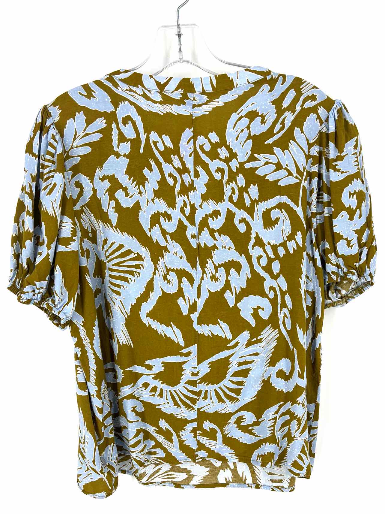 Voy Size L Olive/Multi Print Embroidered Tops Top-Short Sleeve - Image 2
