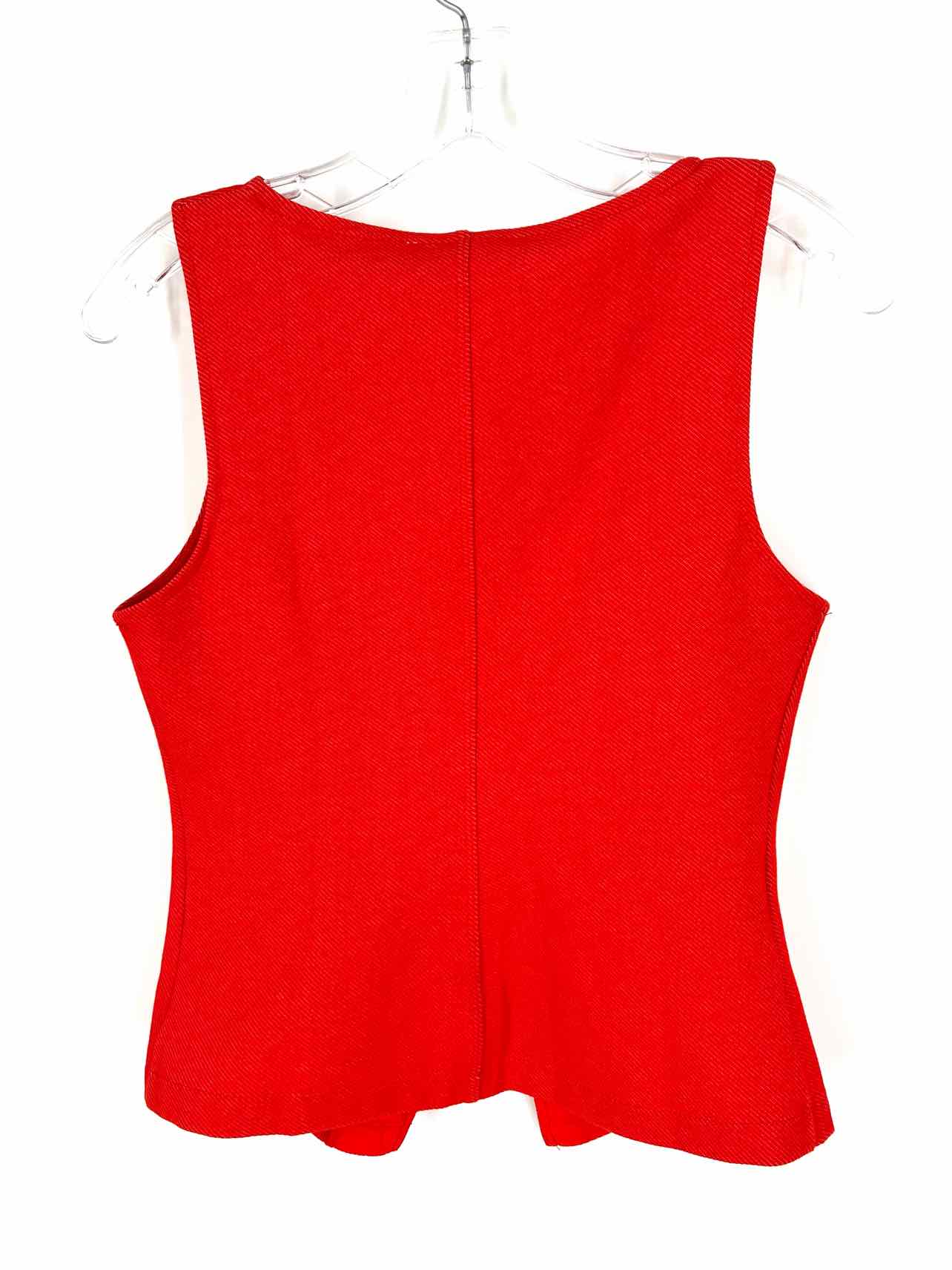 Zara Size M Red/Gold Button(s) Solid Vests Vest - Image 2